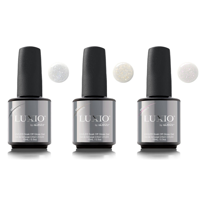 Luxio Bold Effects set: Silver Nº298, Gold Nº299 and Pink Nº300 bottles