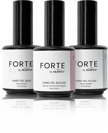 Forte Hard Gel Base, Builder and Gloss bottles